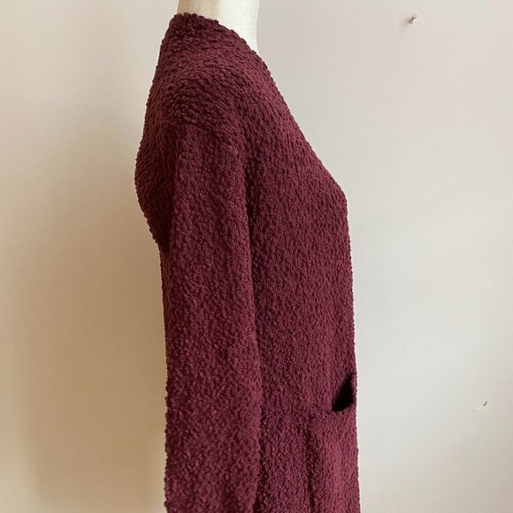 𝅺BOBBEAU BNWT Burgundy Boucle Cardigan Pockets - Picture 4 of 9